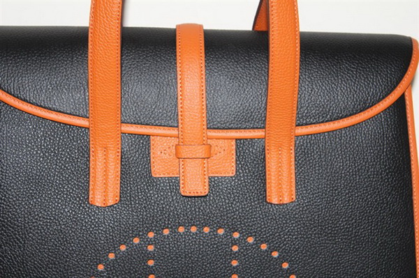 Best Hermes FeuDou Bag Black/Orange 509095 - Click Image to Close